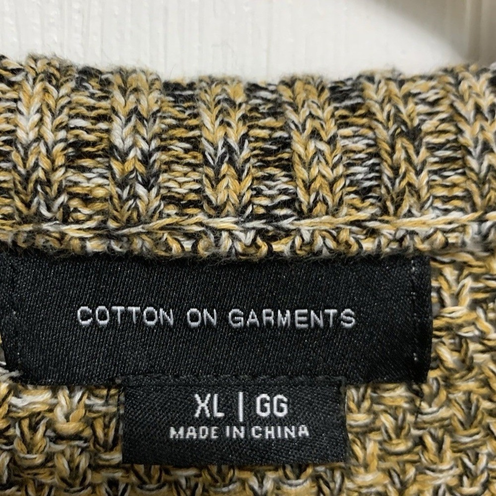 Cotton On Garments Sweater XL Marled‎ Mustard Yellow Textured Crewneck Knit Top - Picture 3 of 9